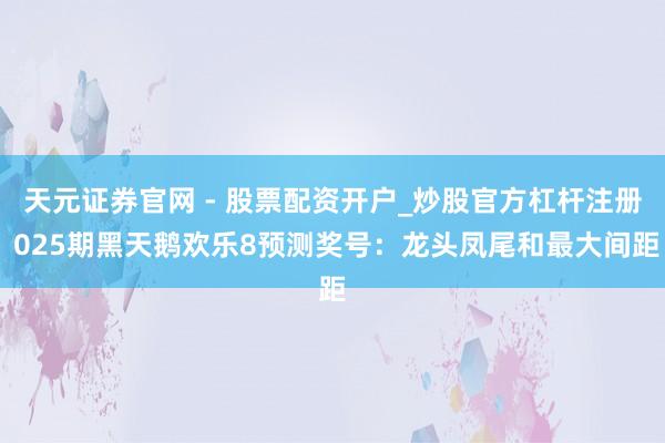 天元证券官网 - 股票配资开户_炒股官方杠杆注册 025期黑天鹅欢乐8预测奖号：龙头凤尾和最大间距