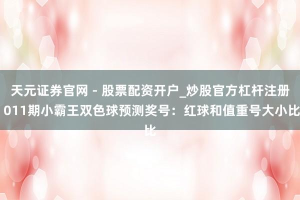 天元证券官网 - 股票配资开户_炒股官方杠杆注册 011期小霸王双色球预测奖号：红球和值重号大小比